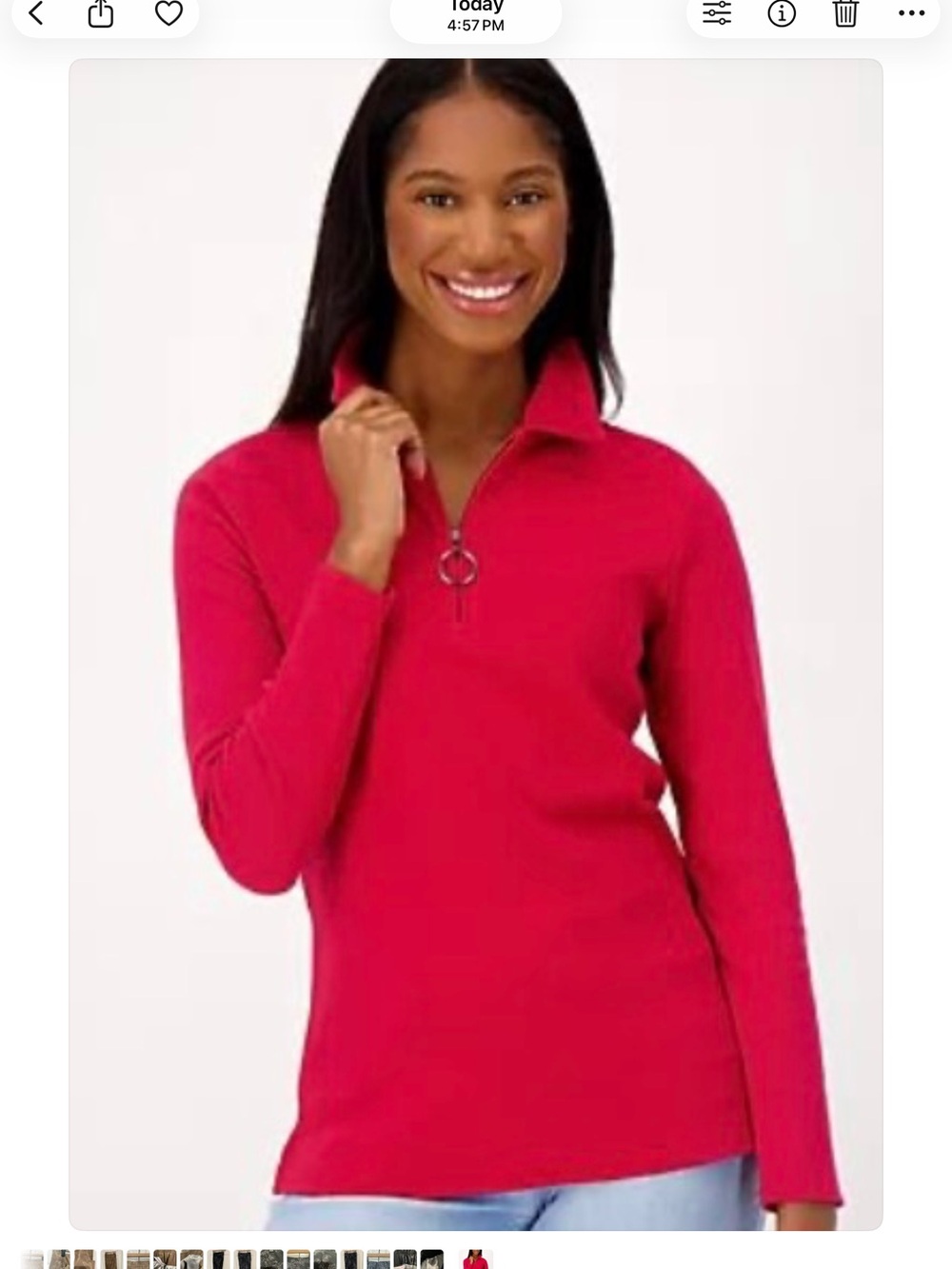 Kim Gravel Bright Red Half-Zip Pullover Top